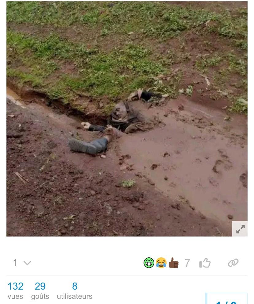 H2 Non, cette image montrant un homme dans la boue n’est pas un combattant du M23, elle provient du Kenya