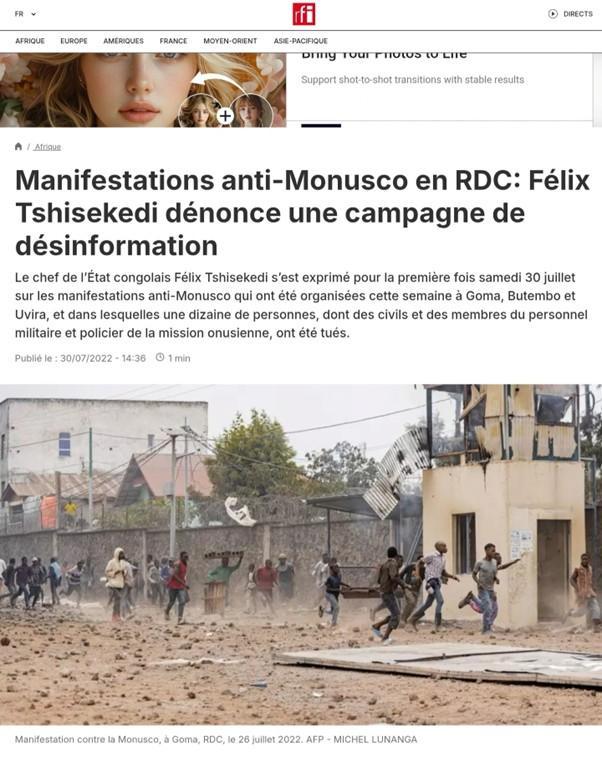 Image2 Non, cette image ne montre pas une récente manifestation contre un troisième mandat de Félix Tshisekedi en RDC : elle date de 2022