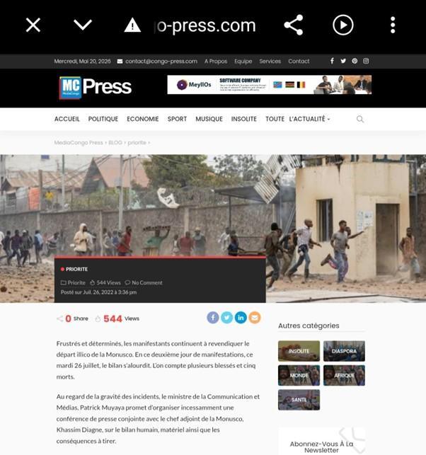 Image4 Non, cette image ne montre pas une récente manifestation contre un troisième mandat de Félix Tshisekedi en RDC : elle date de 2022